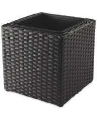 Grey Cube Rattan Effect Planter