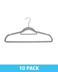 Grey Flocked Coat Hangers 10 Pack