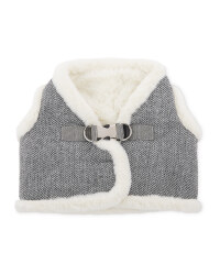 Grey Herringbone Dog Coat Harness