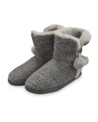 Ladies' Grey Knitted Slipper Boots