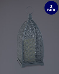 Grey Moroccan Lantern 2 Pack