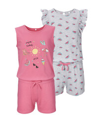 Grey/Pink Girls' Playsuit 2 Pack