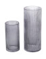 Grey Ribbed Smoky Vase 2 Pack