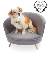 Grey Scalloped Dog Chair