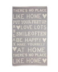 Grey Text Be Happy Rug