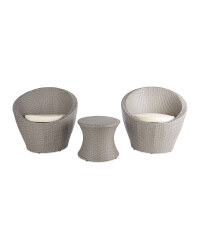 Grey/Cream Rattan Effect Bistro Set