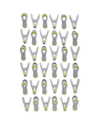 Grey & Lime Soft Grip Clothes Pegs