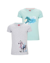 Grey/Mint Kids' Riding Shirt 2 Pack