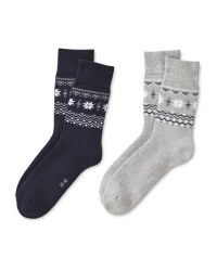 Grey/Navy Mountain Socks 2 Pack