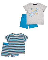 Grey/Navy Shorty Pyjamas 2 Pack