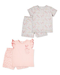 Grey/Pink Shorty Pyjamas 2 Pack