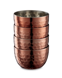 Hammered Nibble Bowls 4 Pack - Copper