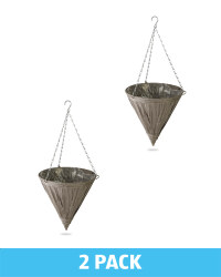 Grey Cone Hanging Basket 2 Pack