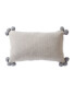Herringbone Cushion with Pom Pom - Grey