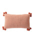 Herringbone Cushion with Pom Pom - Orange