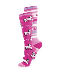 Horse/Stripes Riding Socks 2-Pack