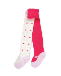 Infants Cream/White Tights 2-Pack