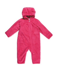 Infants Pink Sherpa Fleece Suit