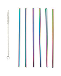 Iridescent Straight Straws 6 Pack