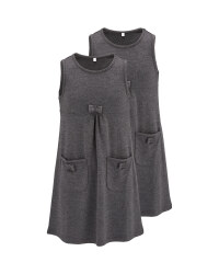Lily & Dan Jersey Pinafore 2 Pack - Grey