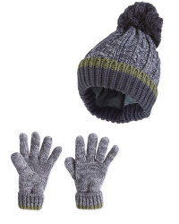 Kid's Grey Hat & Gloves