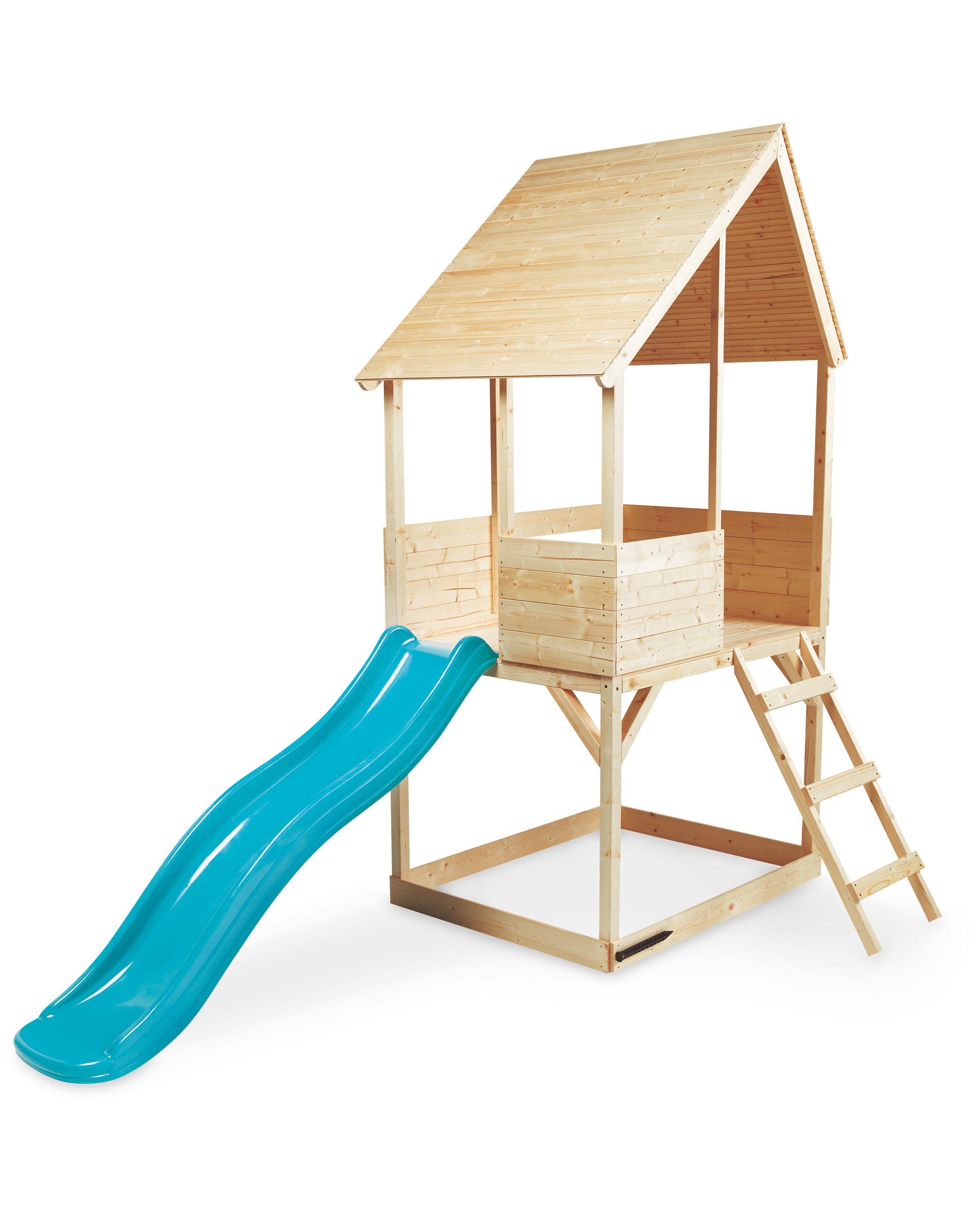 Kids Wooden Playhouse With Slide Aldi Uk, Childrens Outdoor Wooden Playhouse With Slide