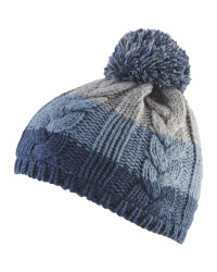 Blue Baby Cable Knit Bobble Hat