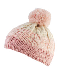Pink Baby Cable Knit Bobble Hat