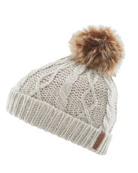 Kids Medium Faux Fur Pompom Hat