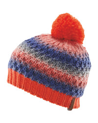 Kids Small Pink Striped Bobble Hat
