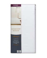 King 400TC Sateen Fitted Sheet - White