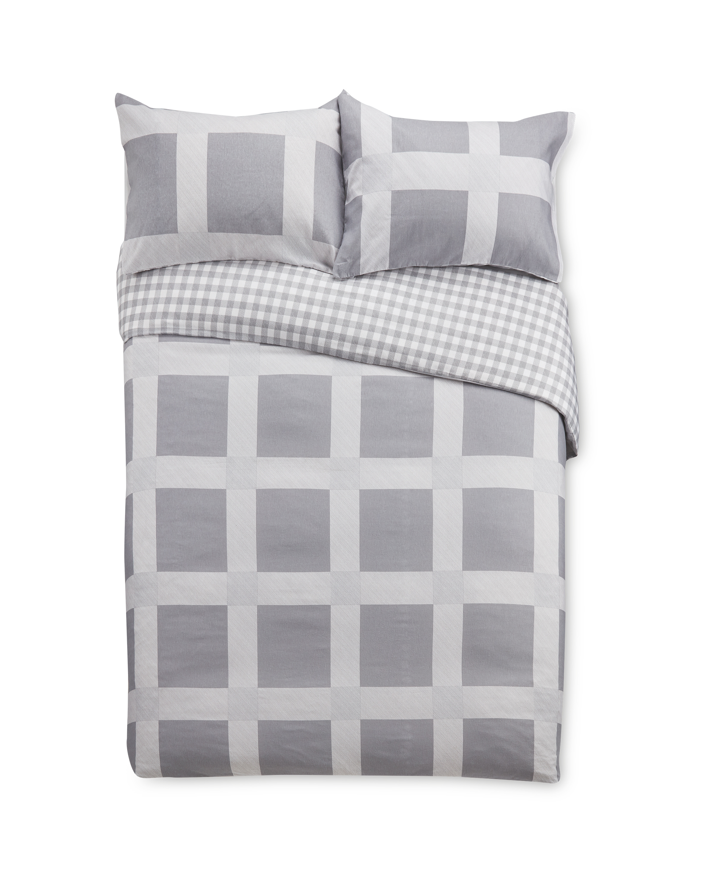 King Grey Check Duvet Set Aldi Uk