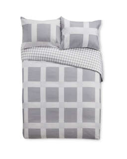 Geometric Double Fleece Duvet Set Aldi Uk