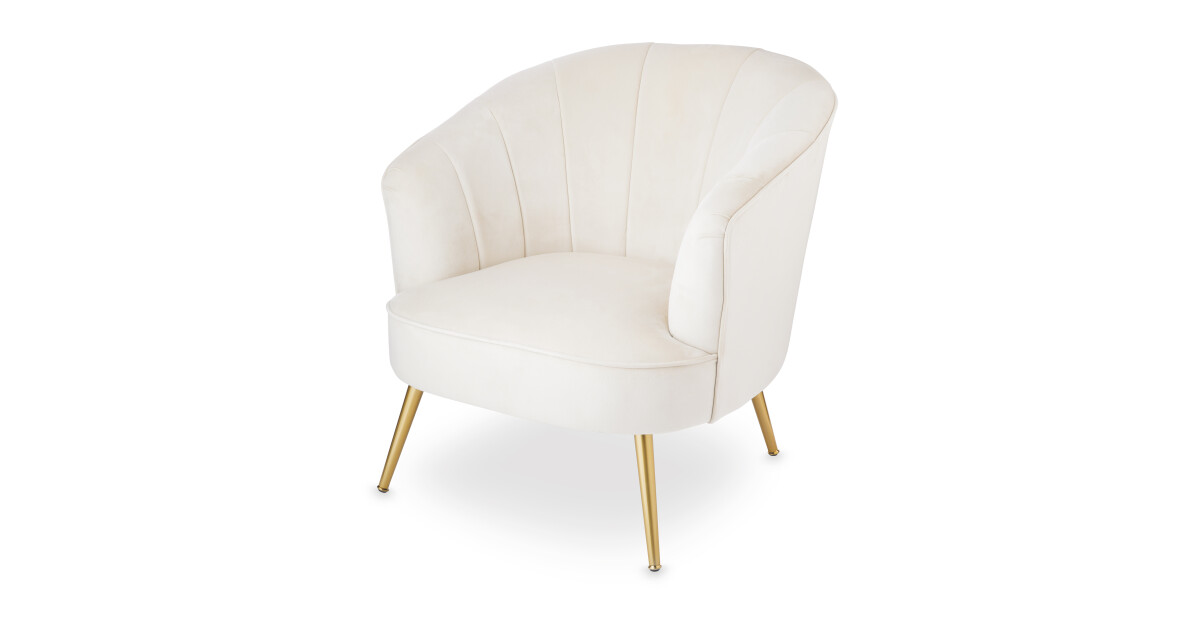 Cream Velvet Shell Accent Chair