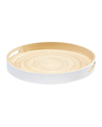 Kirkton House Round Bamboo Tray 35cm - White