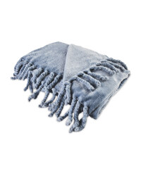 Kirkton House Tassel Supersoft Throw - Denim Blue