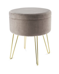 Kirkton House Velvet Stool - Grey