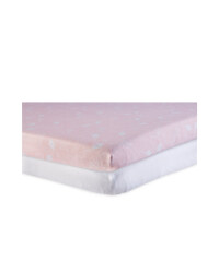 Kites Cot Fitted Sheets 2 Pack - Pink/White