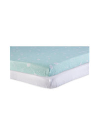 Kites Cot Fitted Sheets 2 Pack - Teal/White