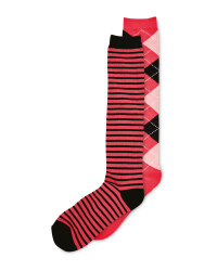 Knee Length Riding Socks 2 Pack - Pink