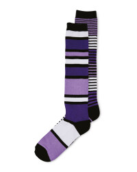 Knee Length Riding Socks 2 Pack - Purple