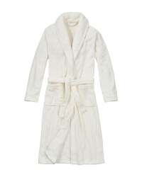 Ladies' Plush Bathrobe - White