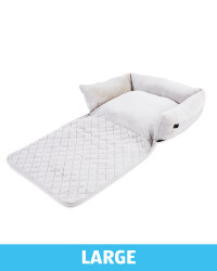 Large Floral Roll Down Pet Bed - Grey