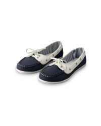 Ladies' Boat Shoes - Navy & White