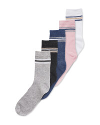 Ladies' Colour Stripe Socks 5 Pack