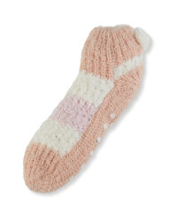 Ladies' Eyelash Snuggle Socks - Peach