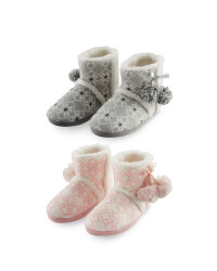 Ladies' Fairisle Boot Slippers