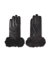 Ladies' Fur Cuff Leather Gloves