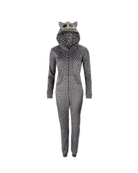 Ladies' Grey Spotted Owl Hood Onesie