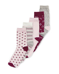 Ladies' Heart/Pink Socks 5 Pack